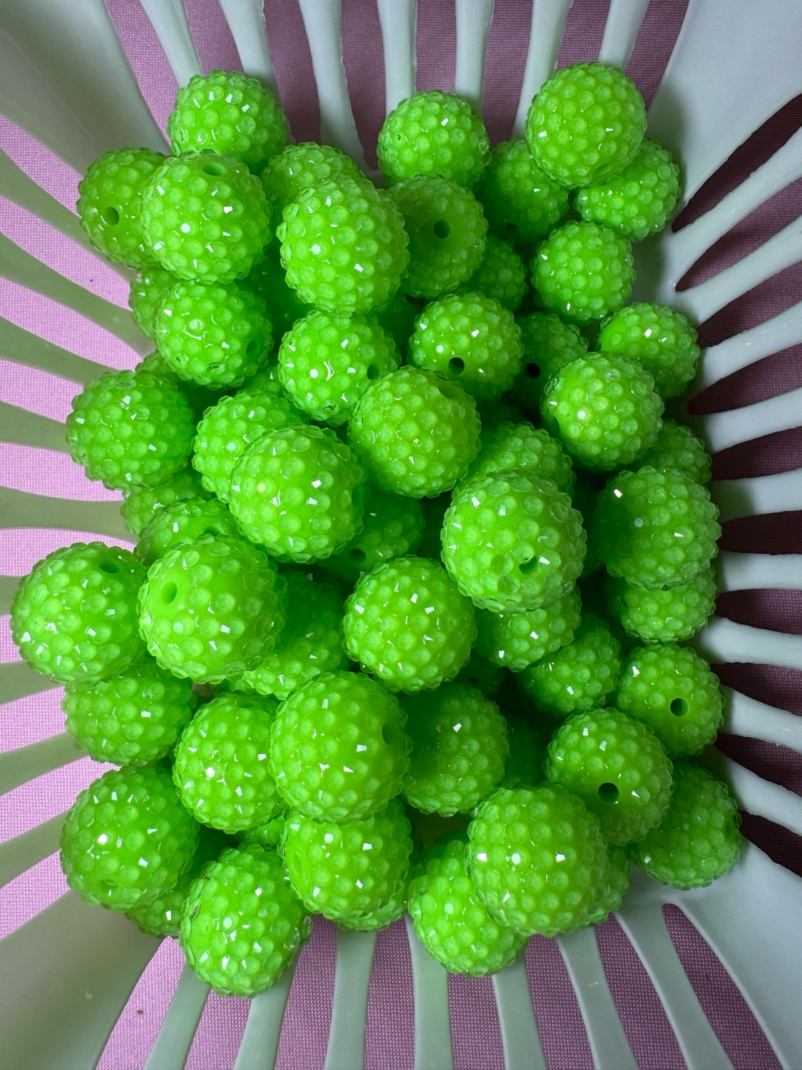 20mm Neon Green Jelly Rhinestone Beads