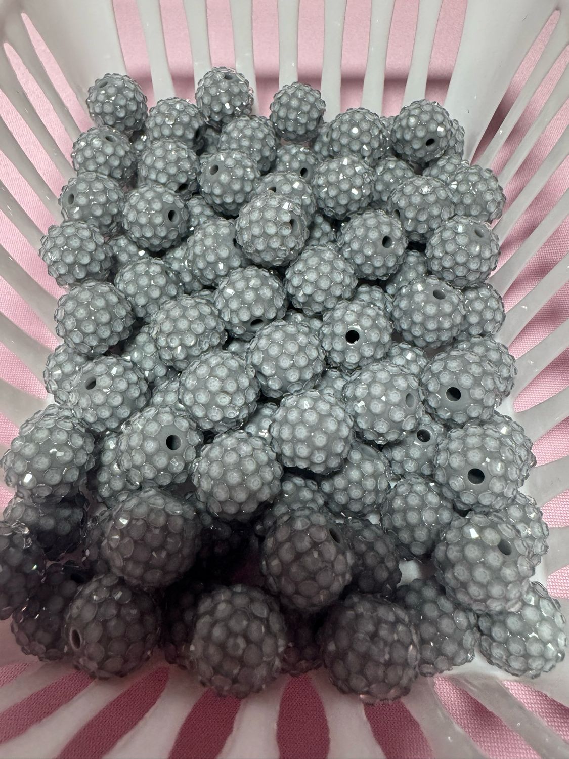 15mm Gray Jelly Rhinestone Beads