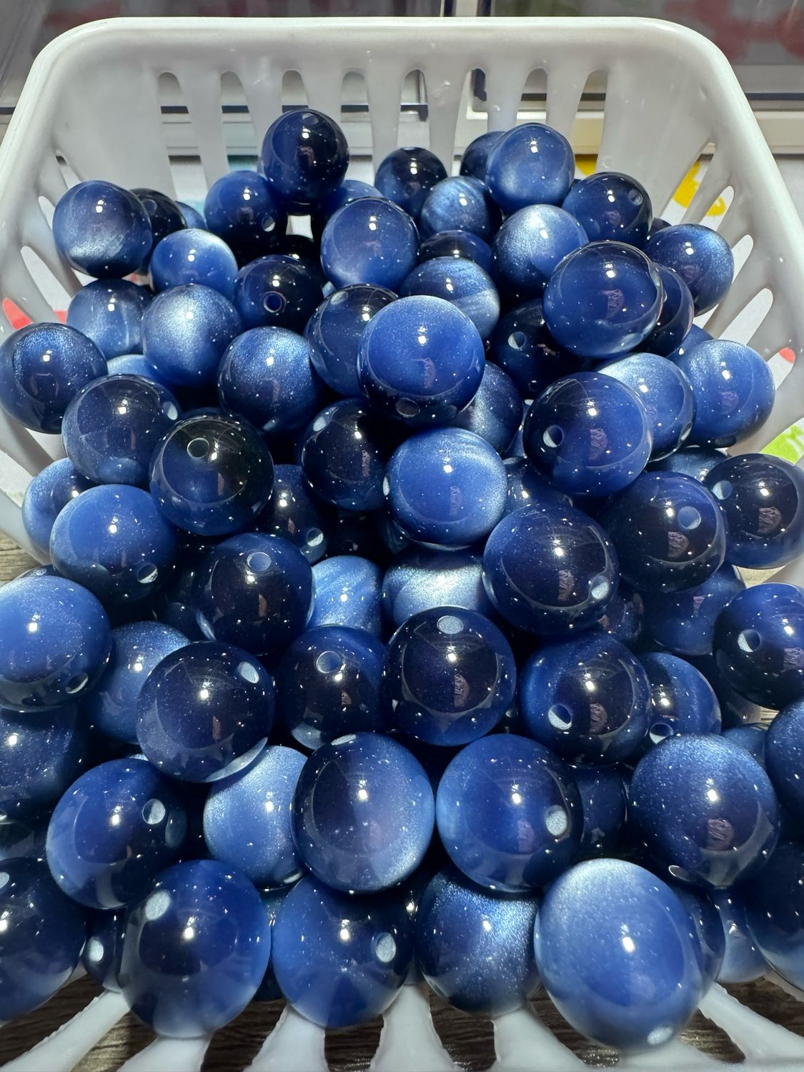 15mm Dark Blue Cateye Beads