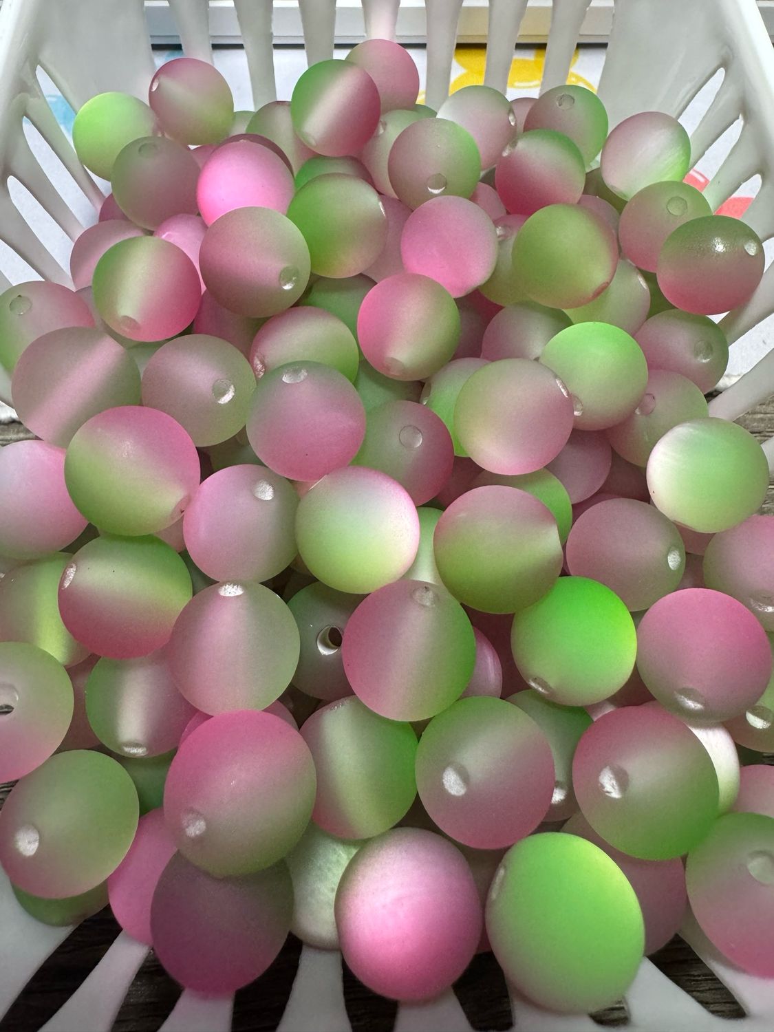 15mm Frosted Ombré Pink And Green