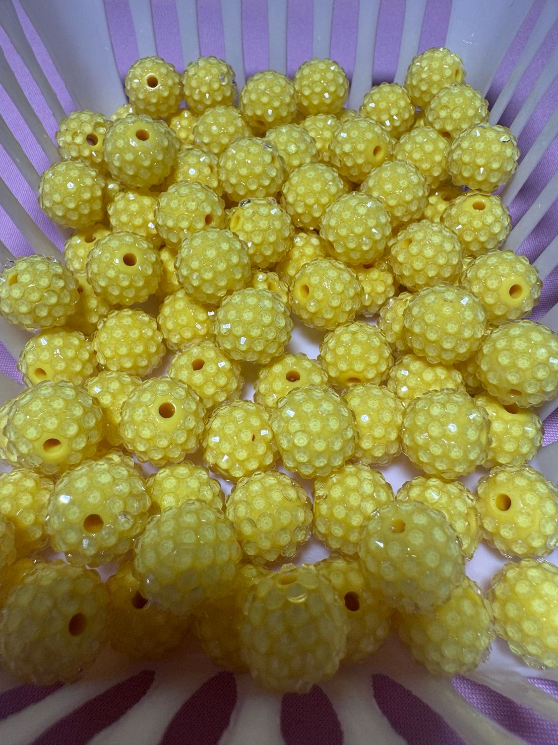 15mm Yellow Jelly Rhinestone Beads