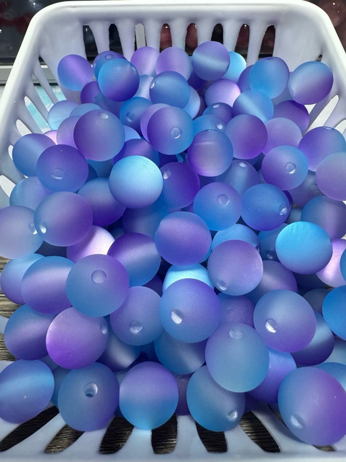 15mm Frosted Ombré Blue And Purple Beads