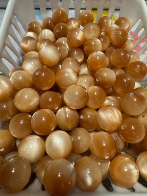 15mm Light Brown Cateye Beads