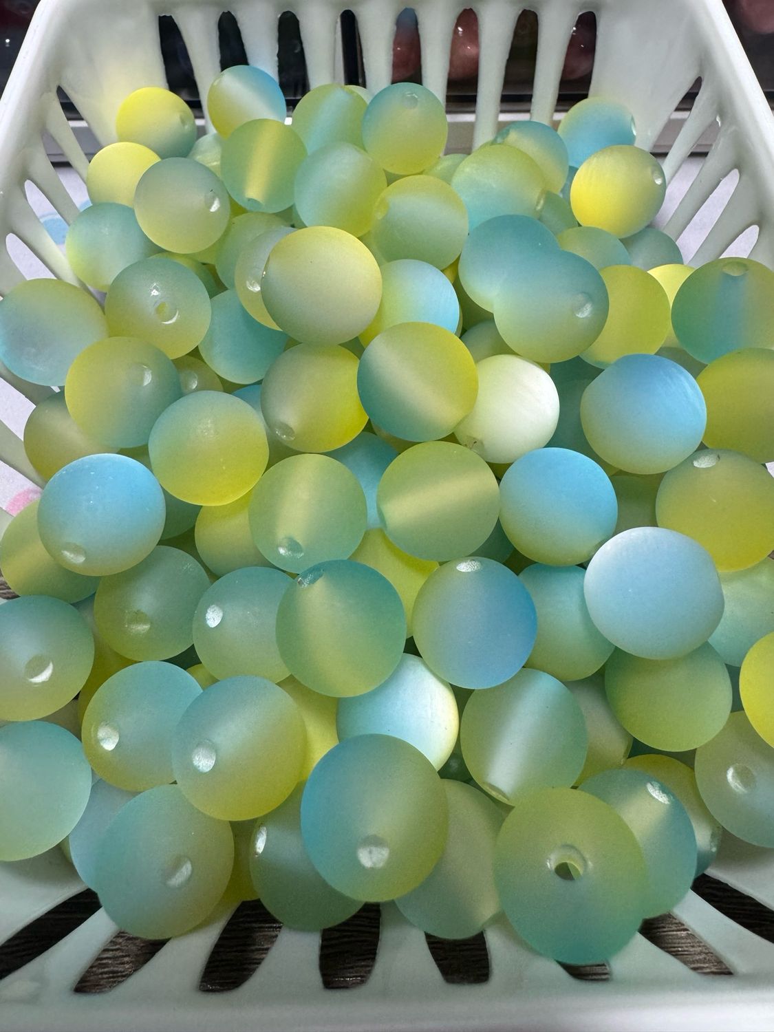 15mm Frosted Ombré Yellow And Blue