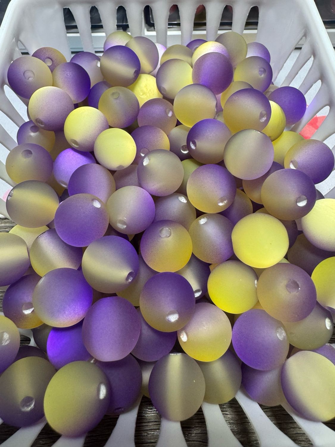 15mm Frosted Ombré Purple And Yellow Beads