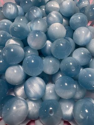 15mm Light Blue Cateye Beads