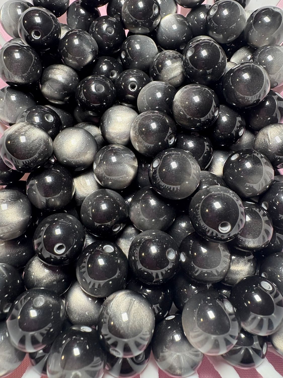 15mm Black Cateye Beads