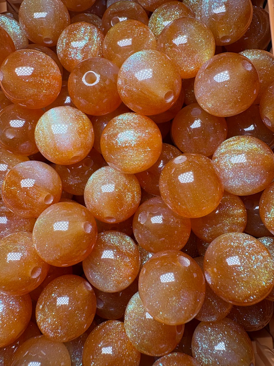 15mm Orange Galaxy Beads