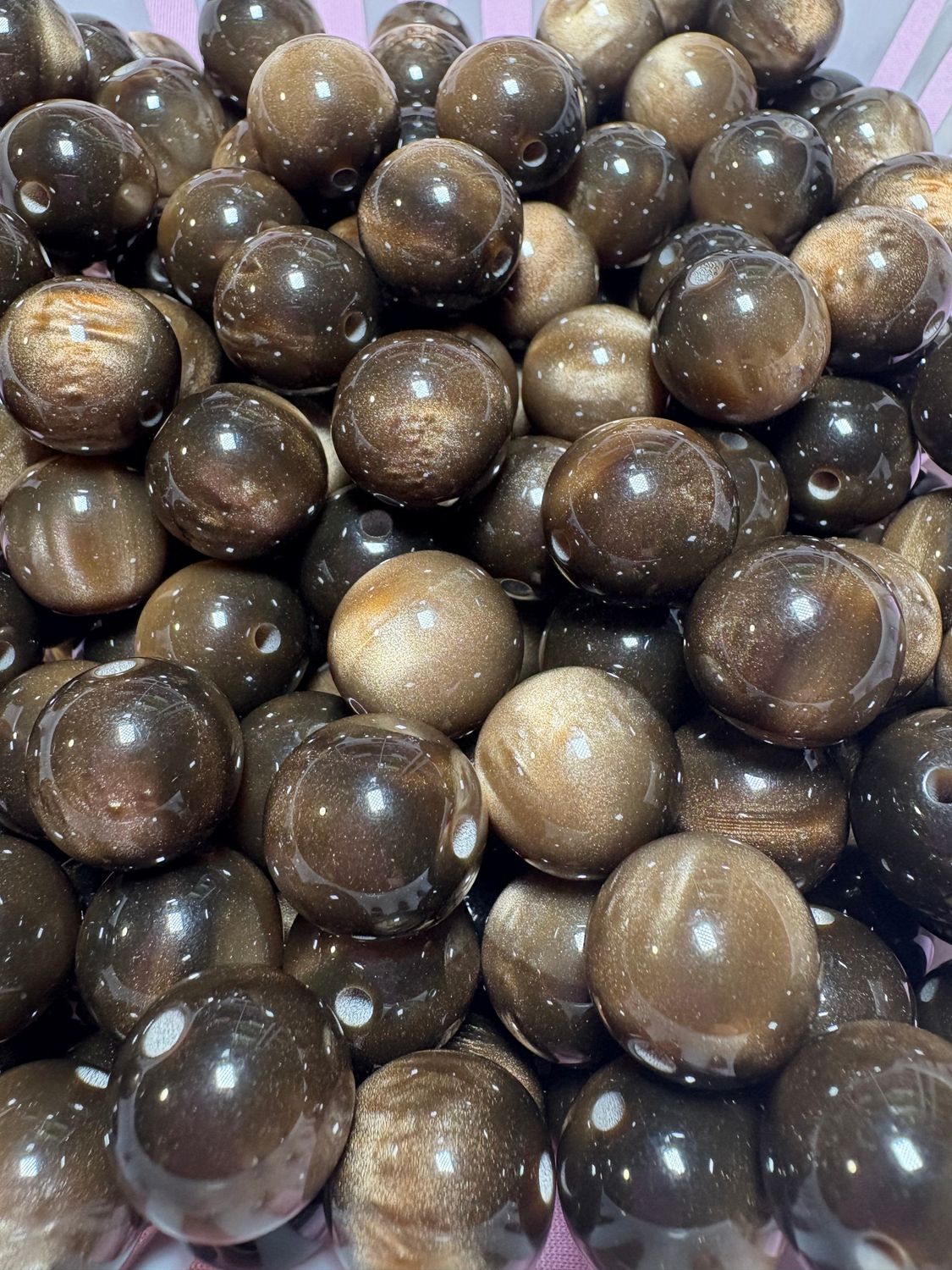 15mm Dark Brown Cateye Beads