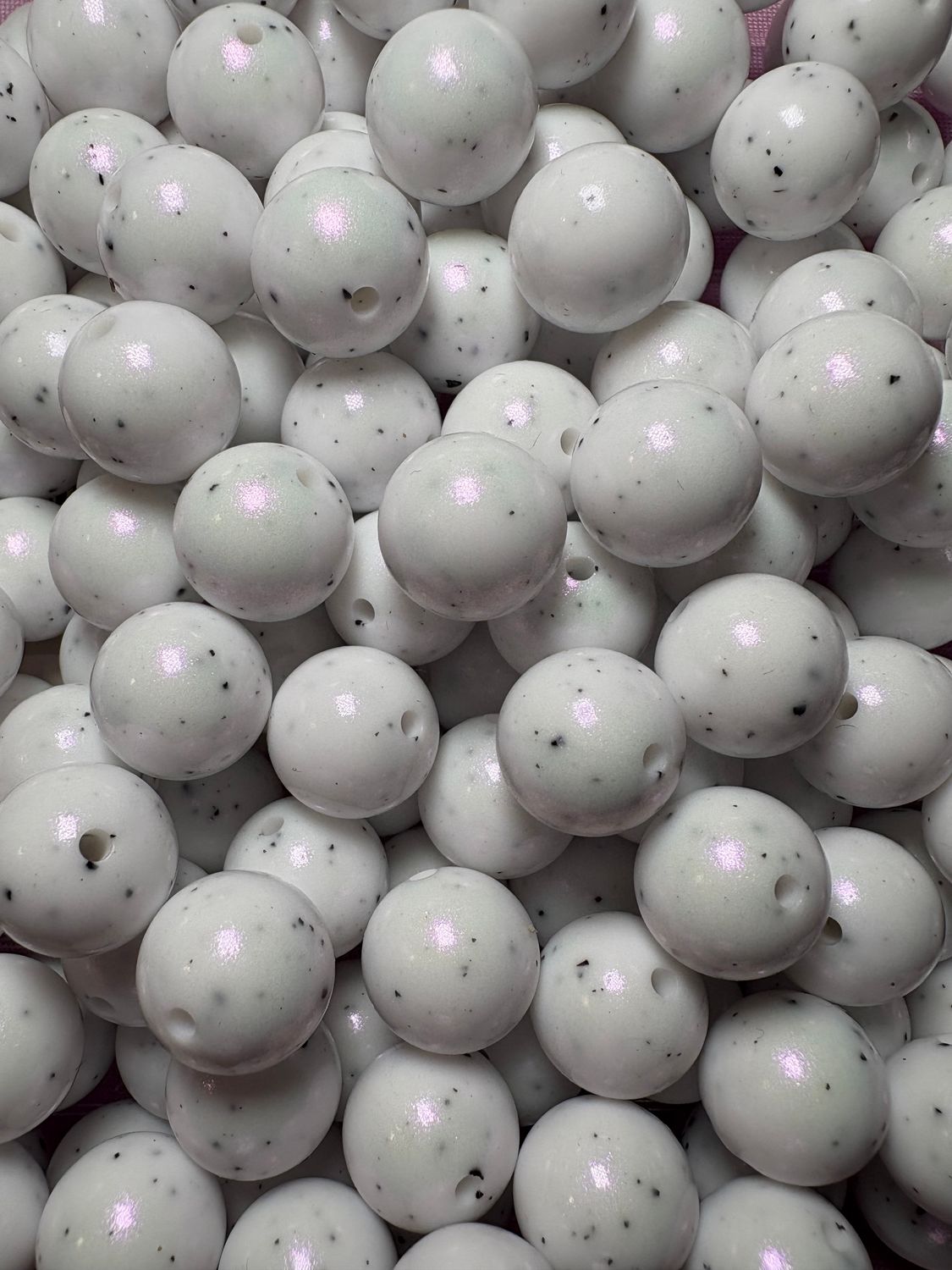 15mm Liquid Silicone White With Black Spots