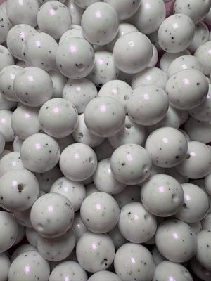 15mm Opal Silicone White With Black Spots
