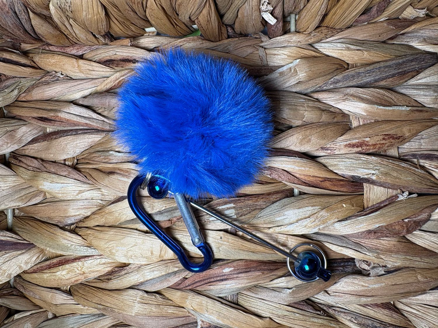 Dark Blue Pom Pom Keychain 