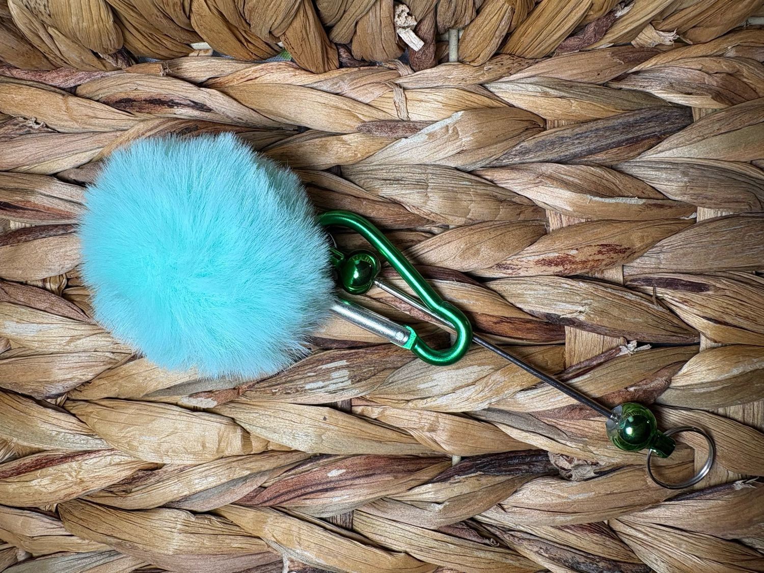 Green Pom Pom Keychain 