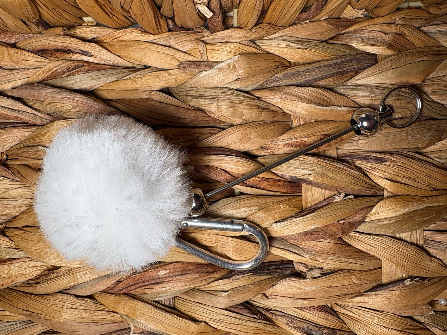 White Pom Pom Keychain 