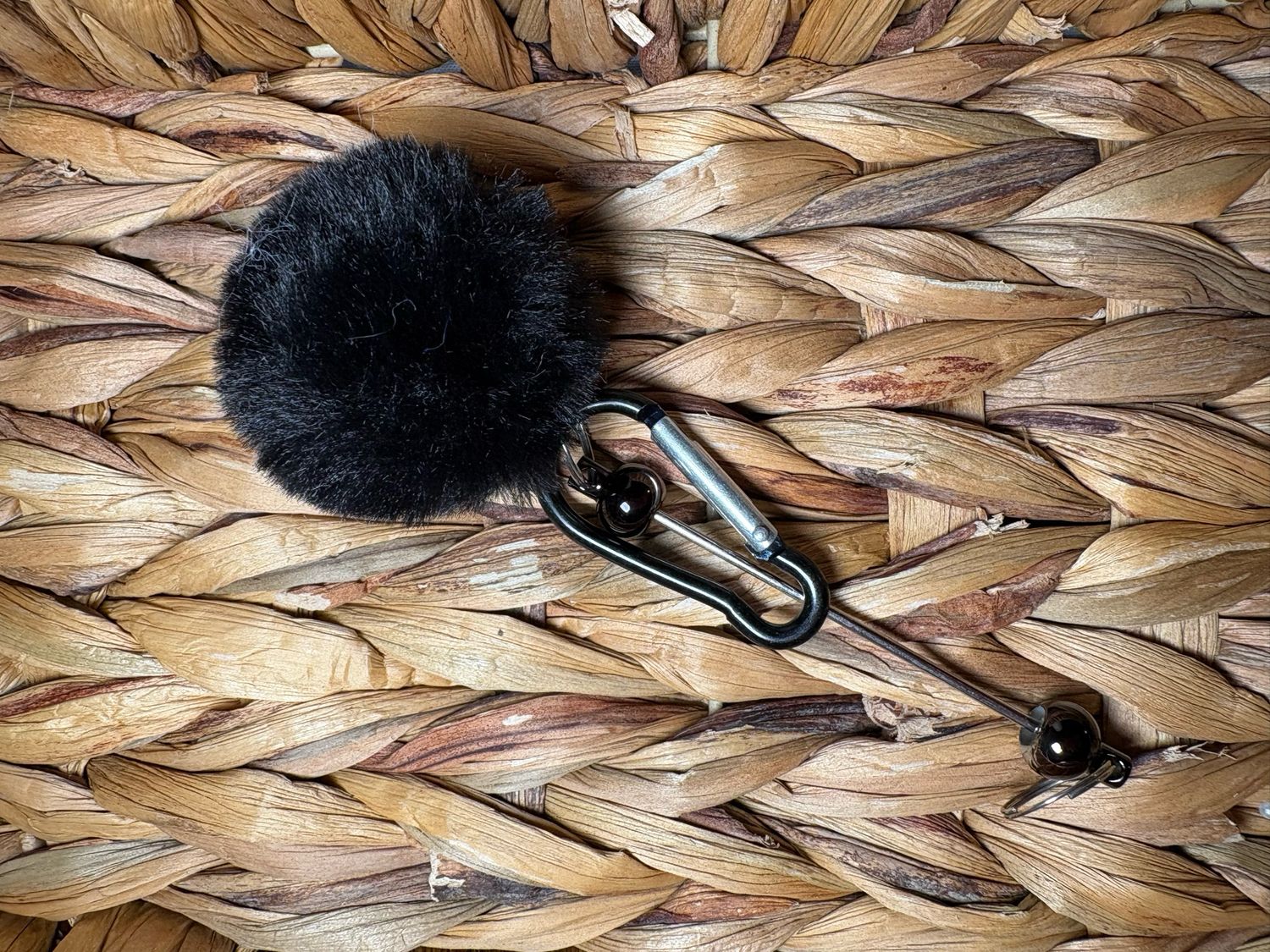 Black Pom Pom Keychain 