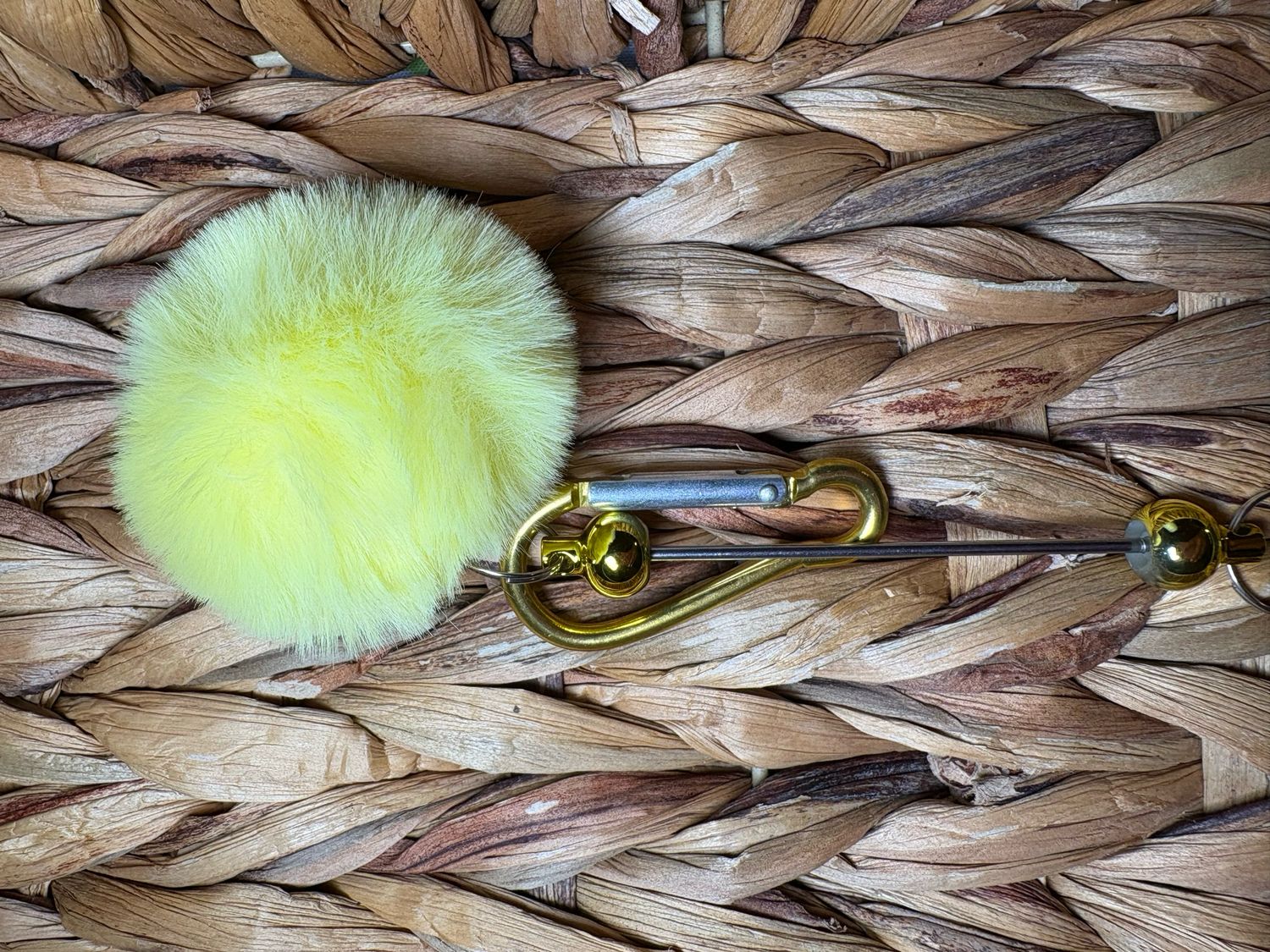 Yellow Pom Pom Keychain 