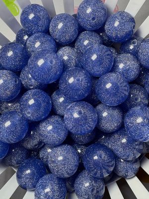 20mm Dark Blue Glitter Beads
