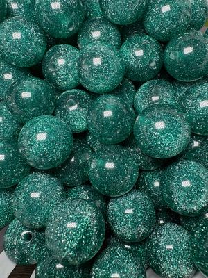20mm Green Glitter Beads
