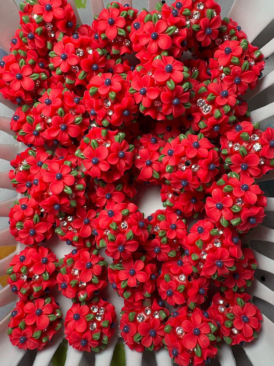 Red Flower Beads
