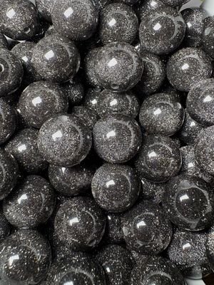 20mm Black Glitter Beads