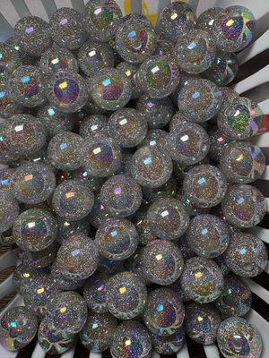 15mm Silver Glitter UV Beads