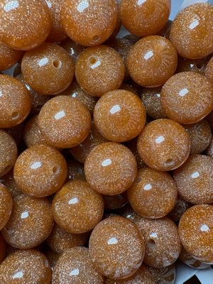 20mm Orange Glitter Beads