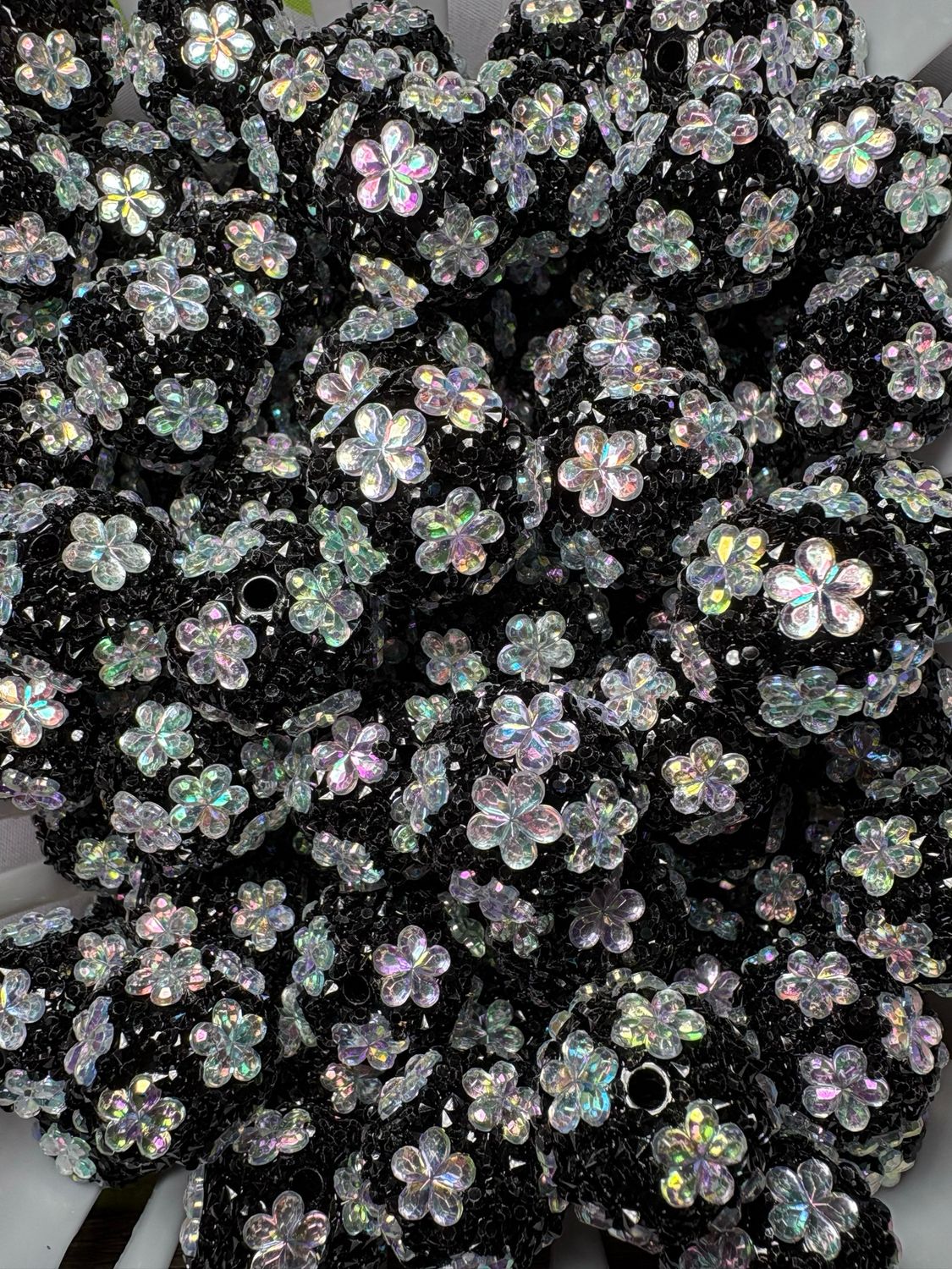 20mm Silver Flower Rhinestone Beads
