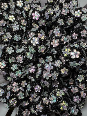 20mm Silver Flower Rhinestone Beads