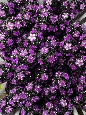 20mm Purple Flower Rhinestone Beads