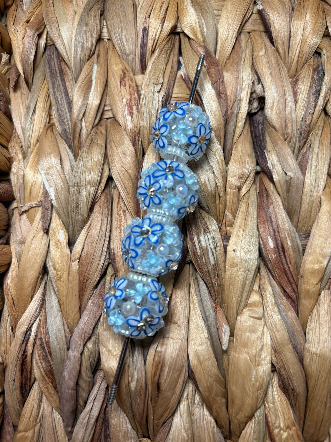 Dark Blue Flower Beads