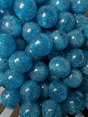 20mm Ocean Blue Glitter Beads