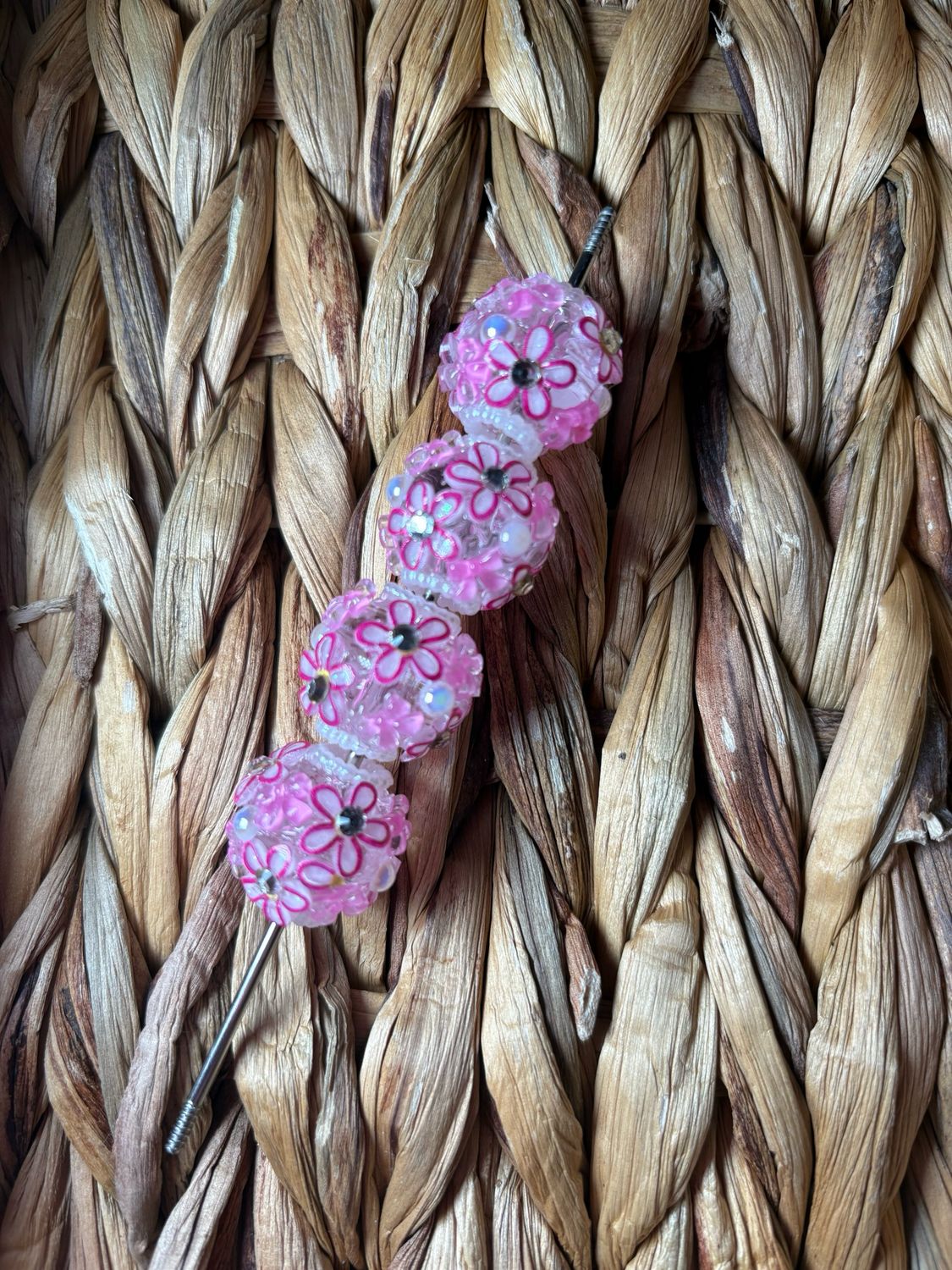 Dark Pink Flower Beads