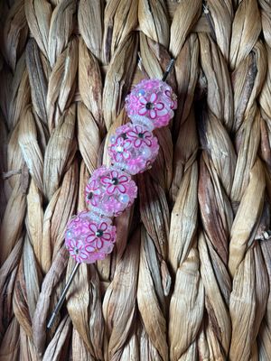 Dark Pink Pearl Flower Beads