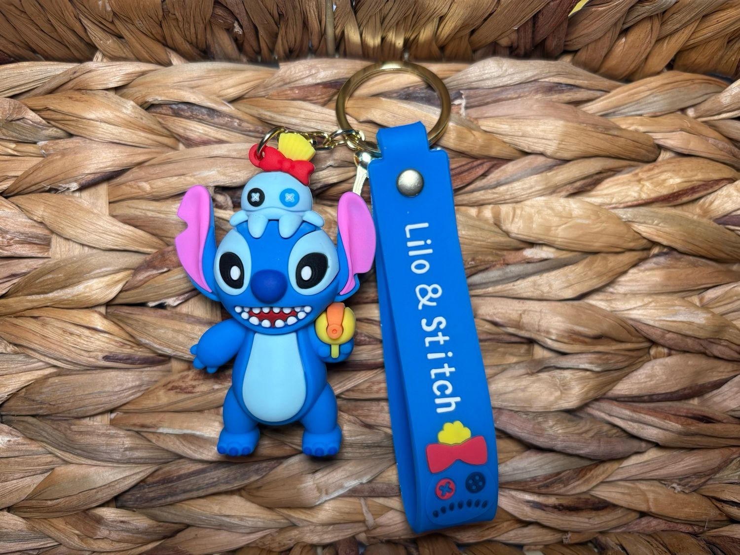 Blue Alien with doll on head Keychain