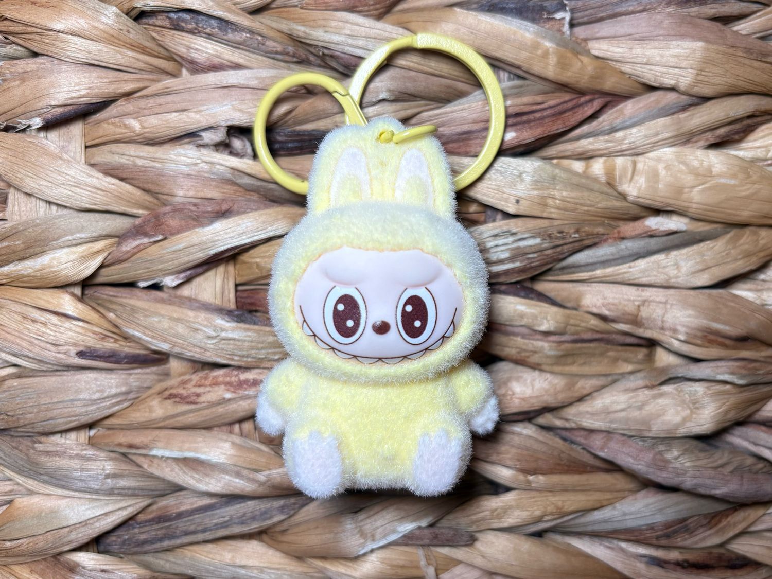 Yellow Fluffy Labubu Keychain