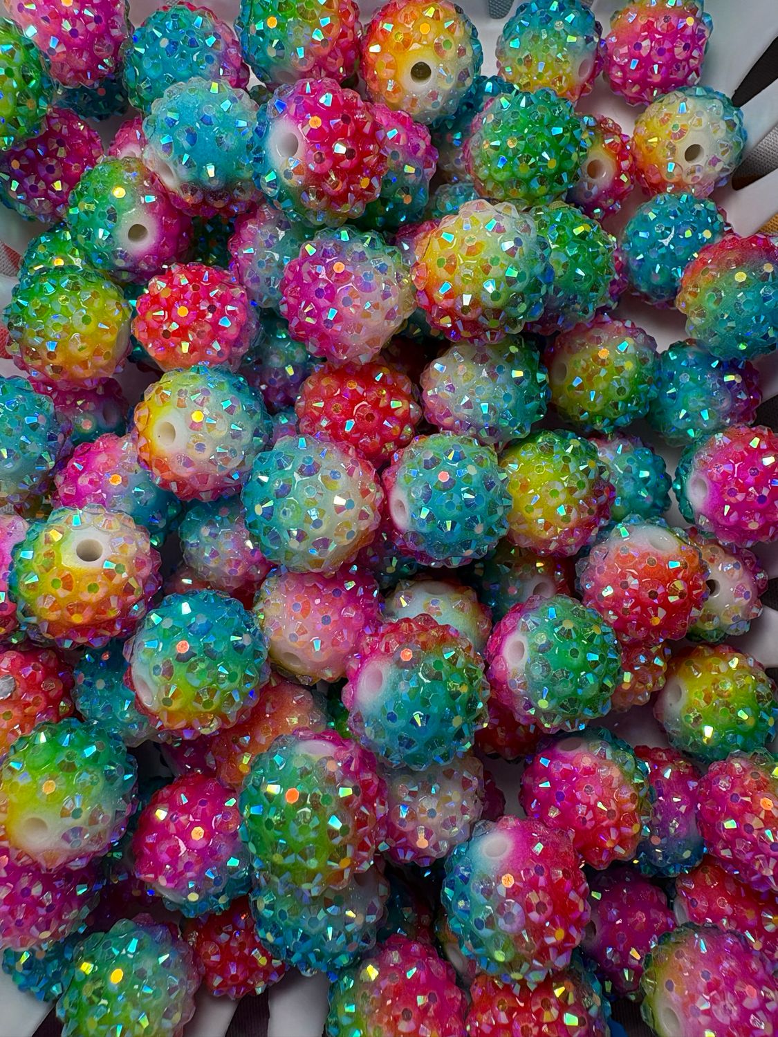 15mm Rainbow Rhinestone Beads