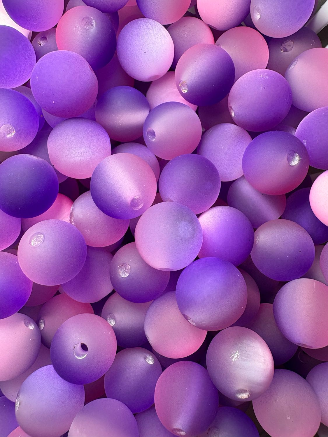15mm Pink and Purple Frosted Ombre Beads