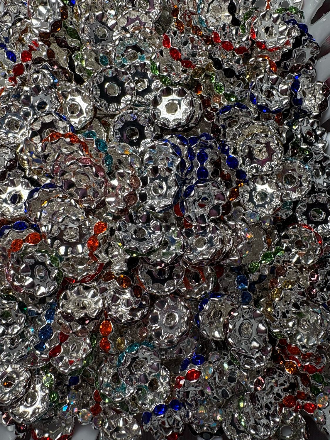 12mm Rainbow Rhinestone Spacers