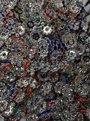 12mm Rainbow Rhinestone Spacers - Approx 50pcs