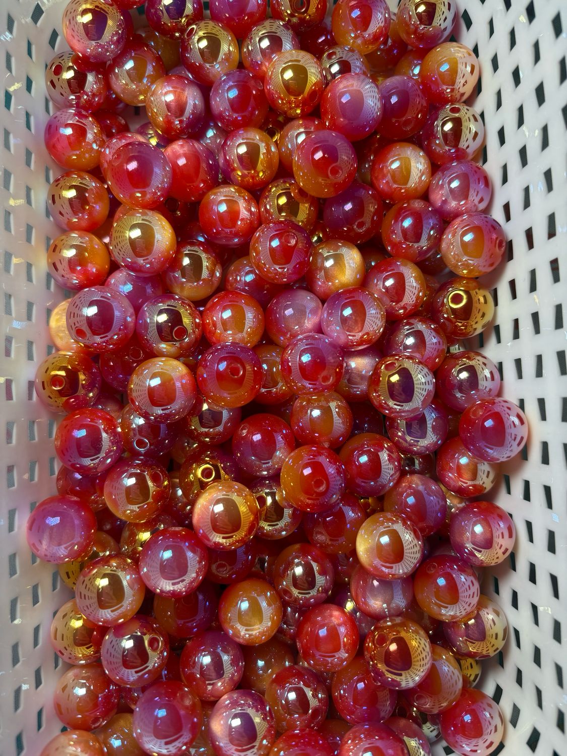 15mm UV Red &amp; Yellow Ombre Beads
