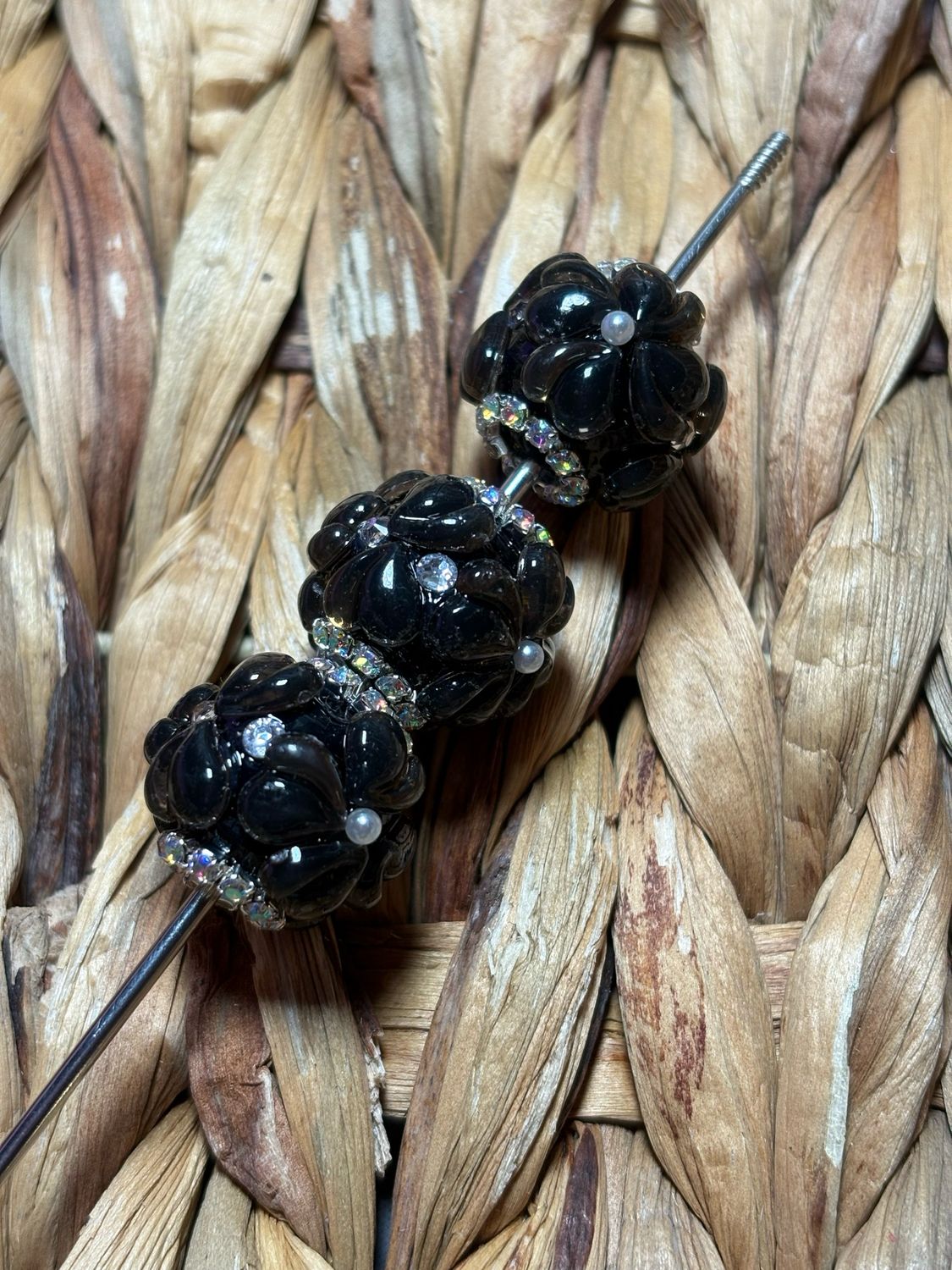 Black Flower Fancy Bead