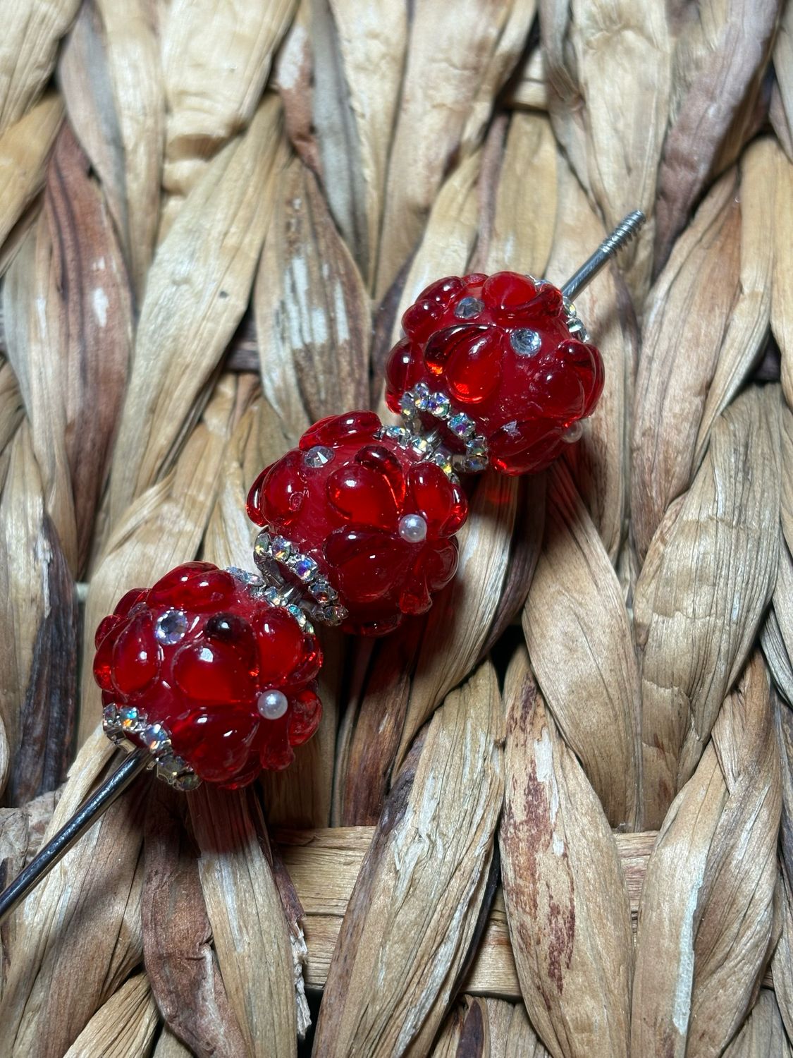 Red Flower Fancy Bead