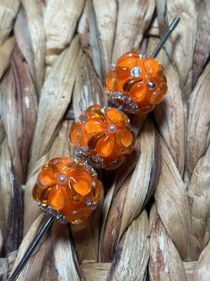 Orange Flower Fancy Bead