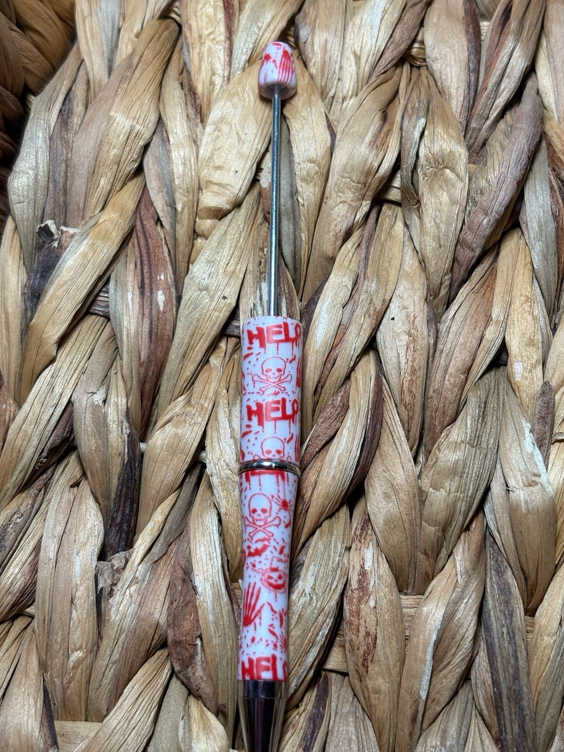 White Blood Splatted Printed Halloween Pen