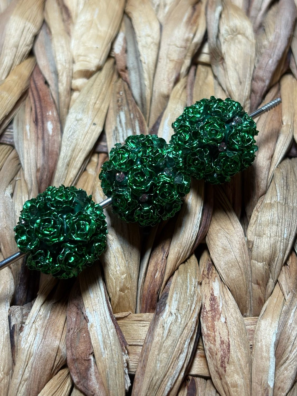 Green Metallic Flower Bead
