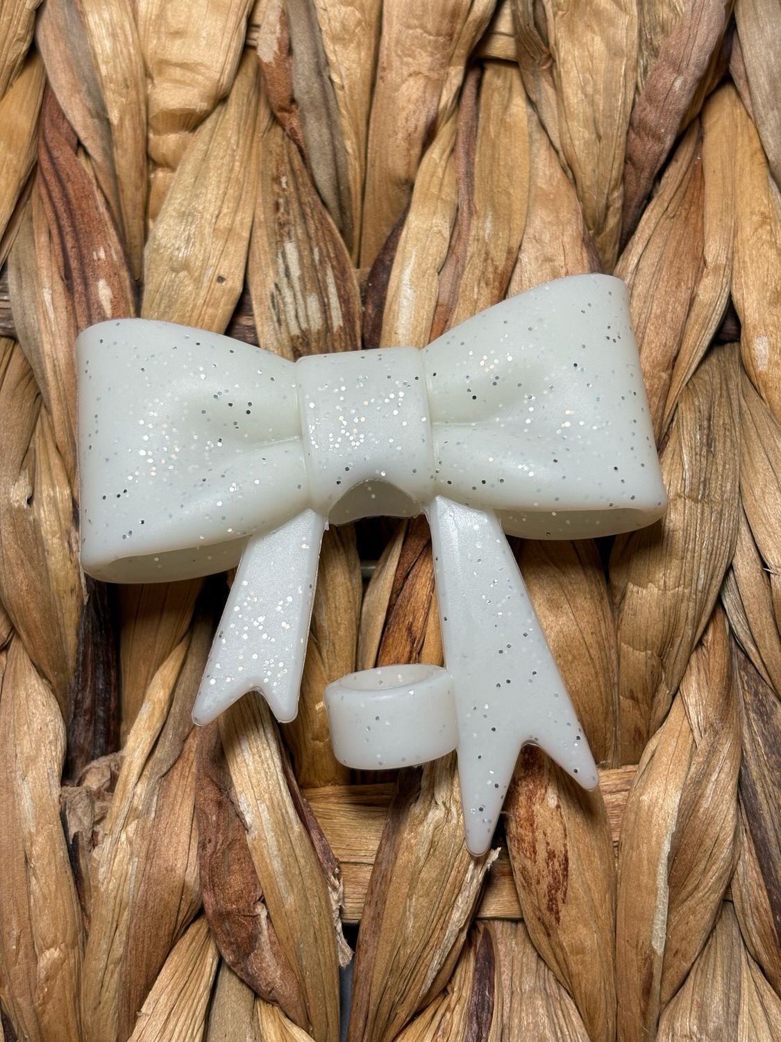 White Glitter Straw Topper