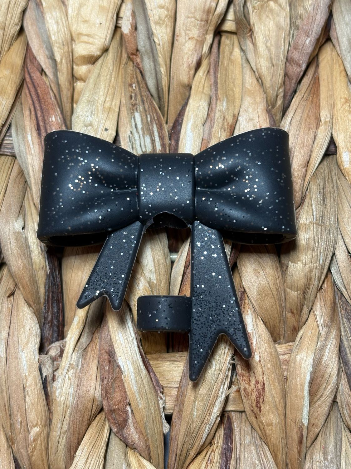 Black Glitter Straw Topper