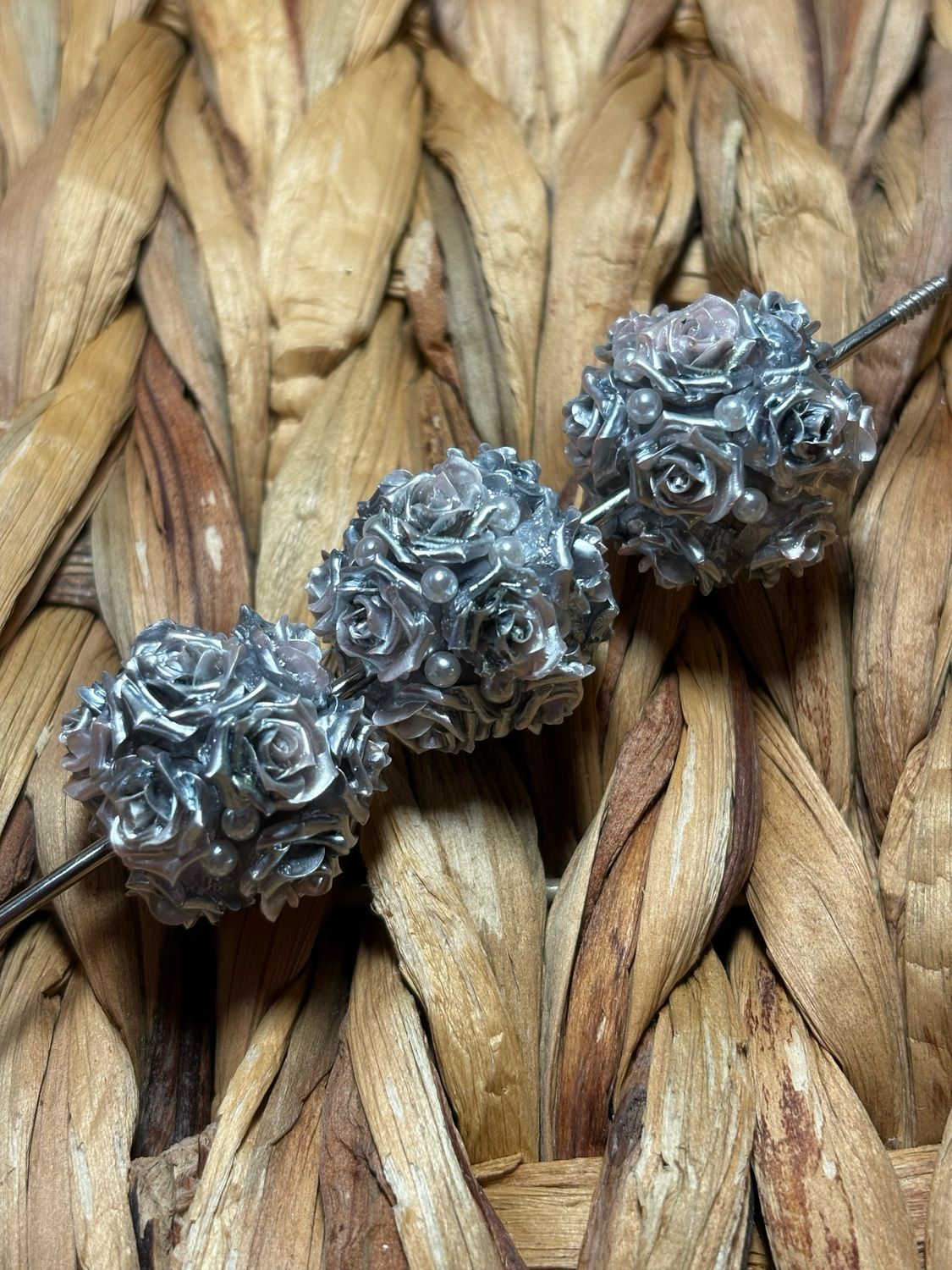 Silver Metallic Flower Bead