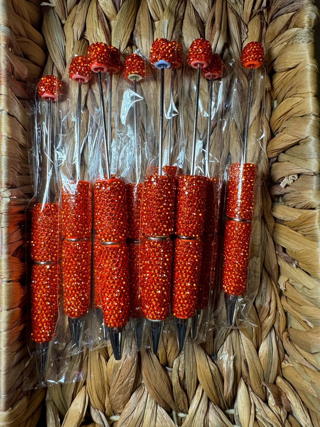 Orange Rhinestone Beadable Pen