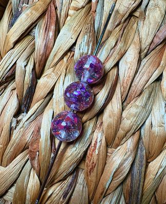 15mm Purple Glitter Heart Confetti Beads